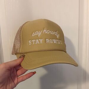 Tan Trucker Hat with White Embroidery